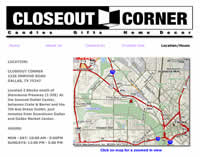 the map page on closeout corner