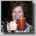 Joyce with her coffee