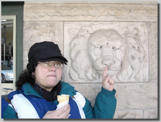 Ruthie eating ice cream in Eureka Springs