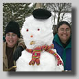 Jonathan, Rooty Jr. and Gush in the snow in Detroit for the weekend for Emma's Bat Mitzvah in December, 2004.