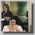 Rooty Jr., Lindy Wellborn (in mirror) and Rooty's mom Fortuna Antebi in Rooty Jr.'s dressing room.